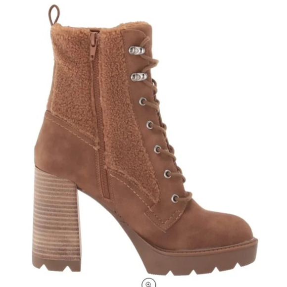 Dolce Vita Dixy Chunky Western Boho Block Heel Tan Lace Up Combat Boot Size 9 - Picture 4 of 5